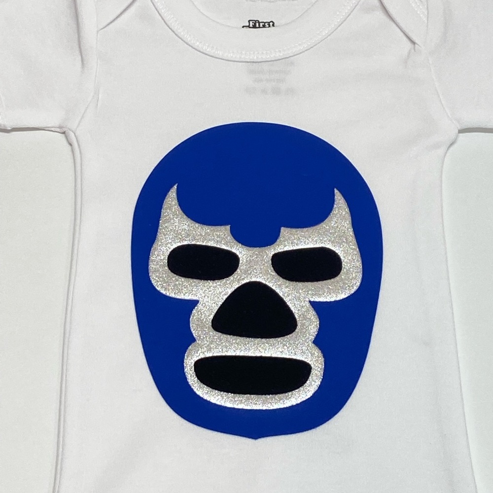 NWT Baby Bodysuit Blue Demon mexican wrestler Super Soft Cotton
